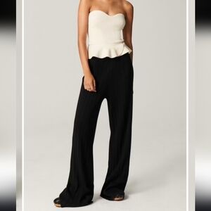 Ba&sh Erwan Wool Blend Knit Wideleg Trouser Pants Black Size 3